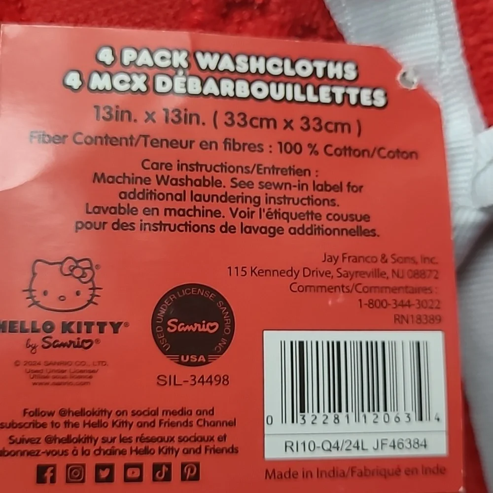 Hello Kitty Washcloth Set
